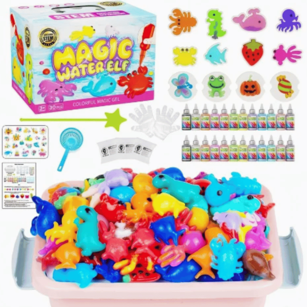 DIY Magic Water Craft Kit – 30-Piece 3D Animal & Shape Making Set for Kids