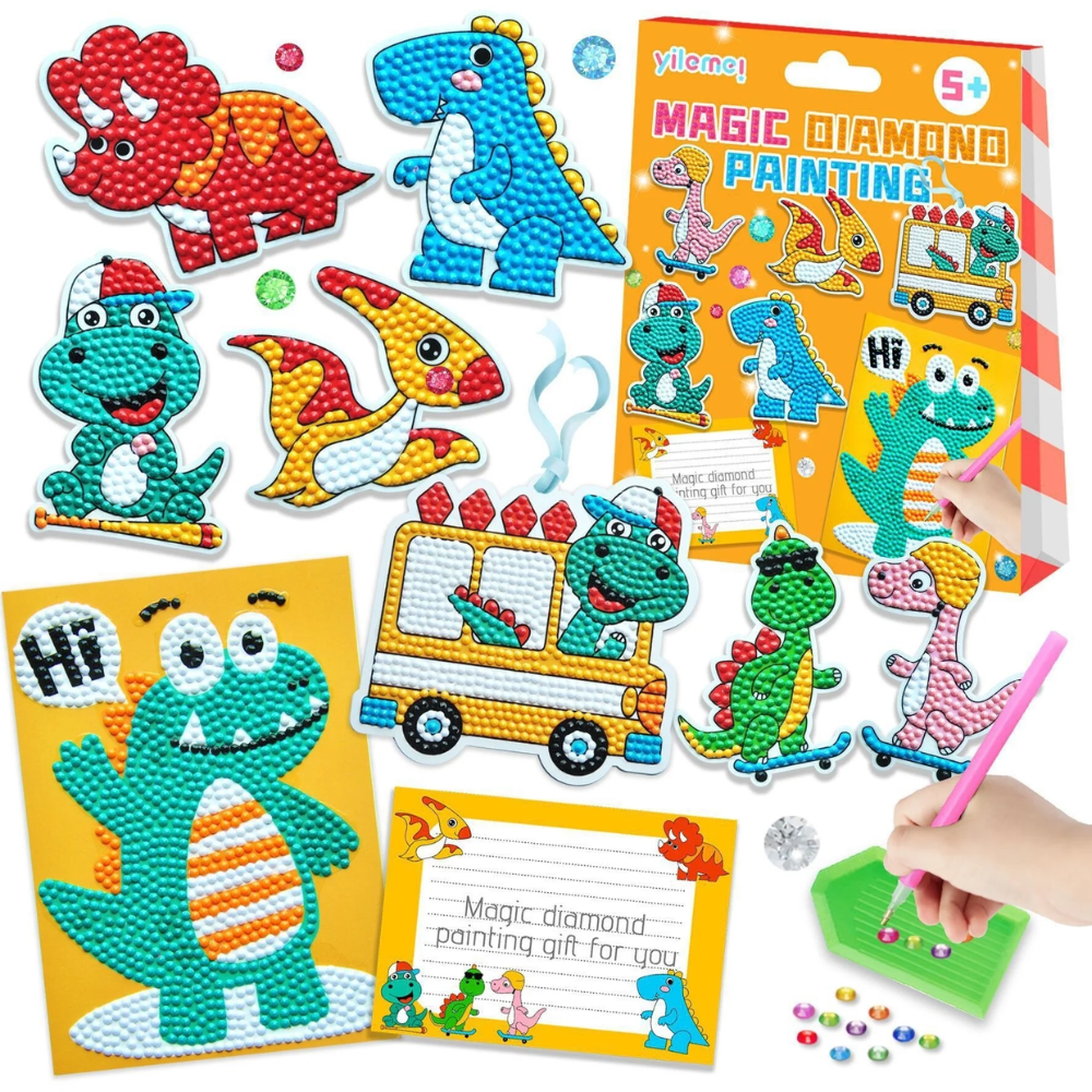 Diamond Painting Sticker Kit for Kids – Creative Dinosaur Art & Craft Set