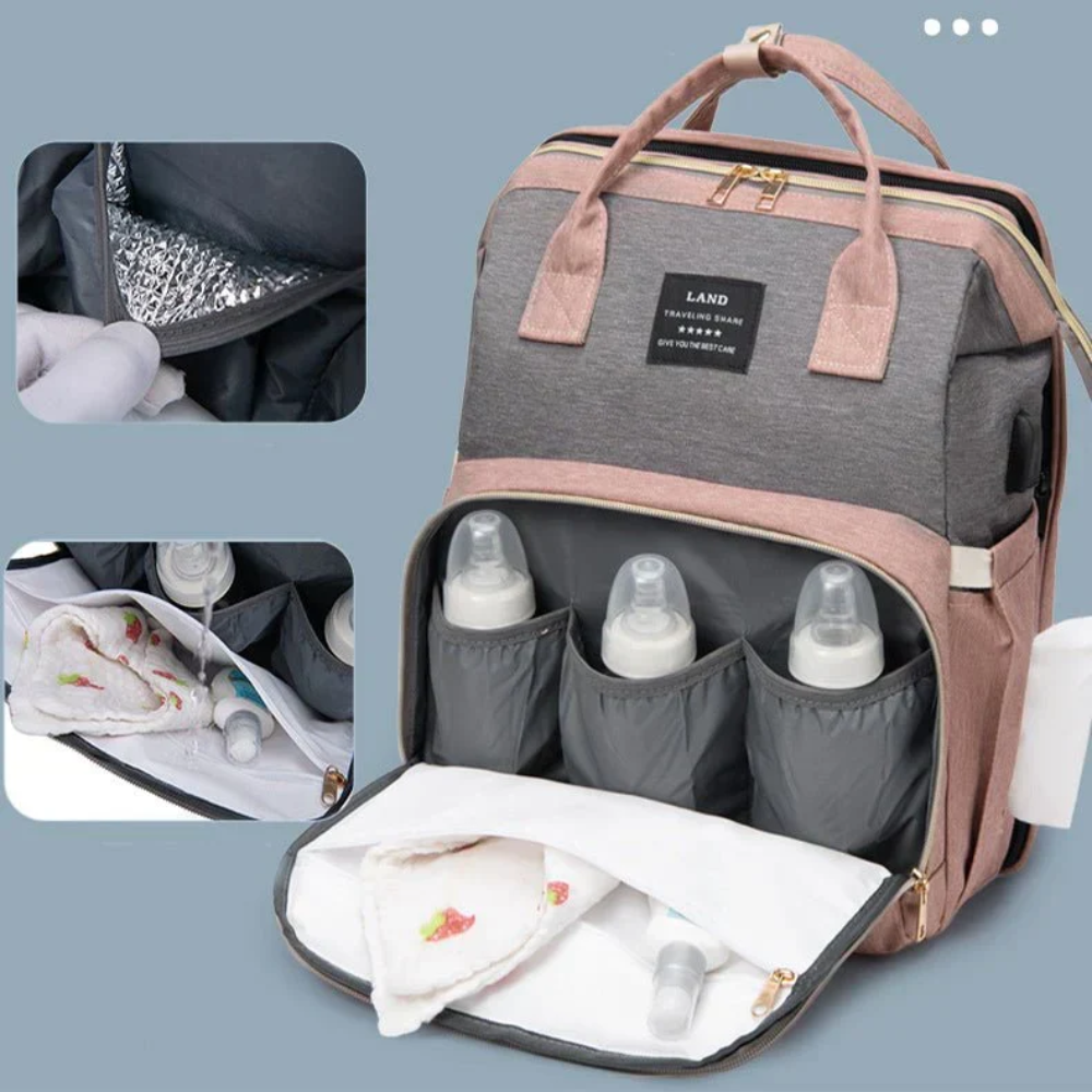 Diaper Bag Backpack – Multifunctional Baby Travel Bag with Fold-Out Changing Station