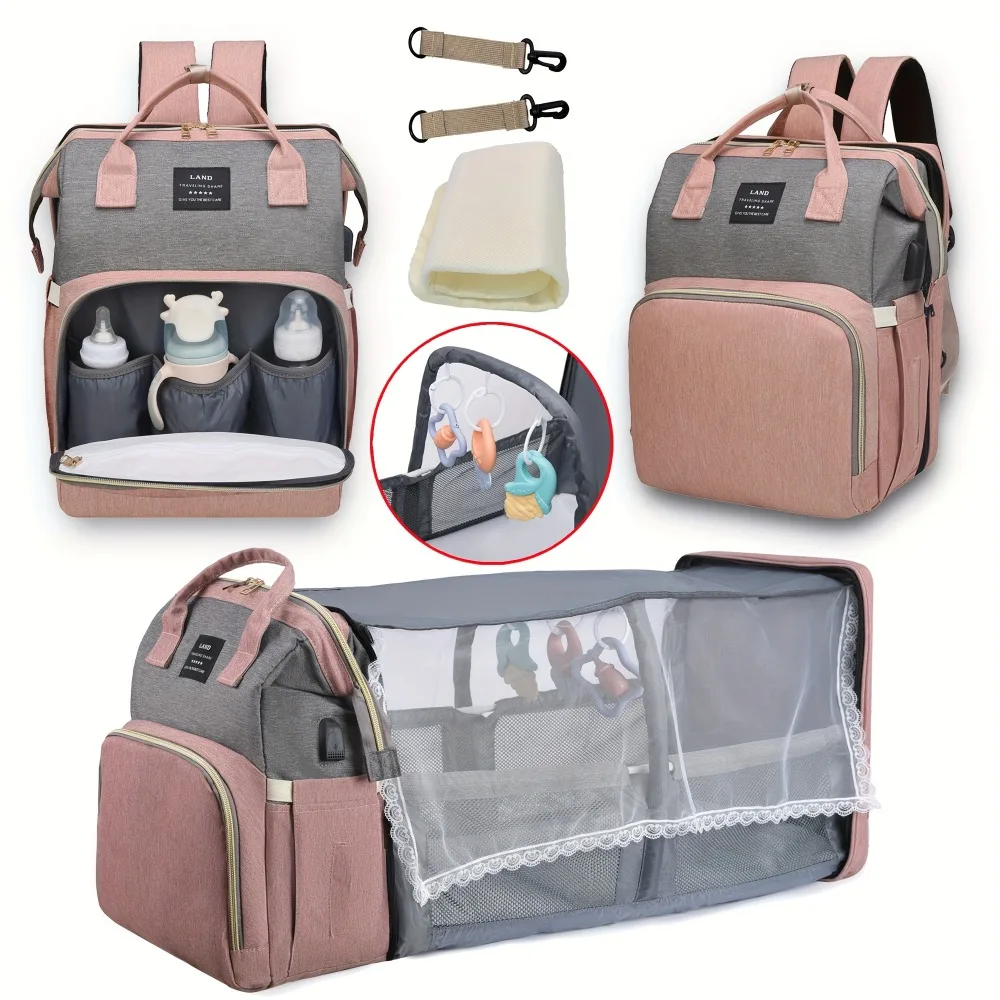 Diaper Bag Backpack – Multifunctional Baby Travel Bag with Fold-Out Changing Station