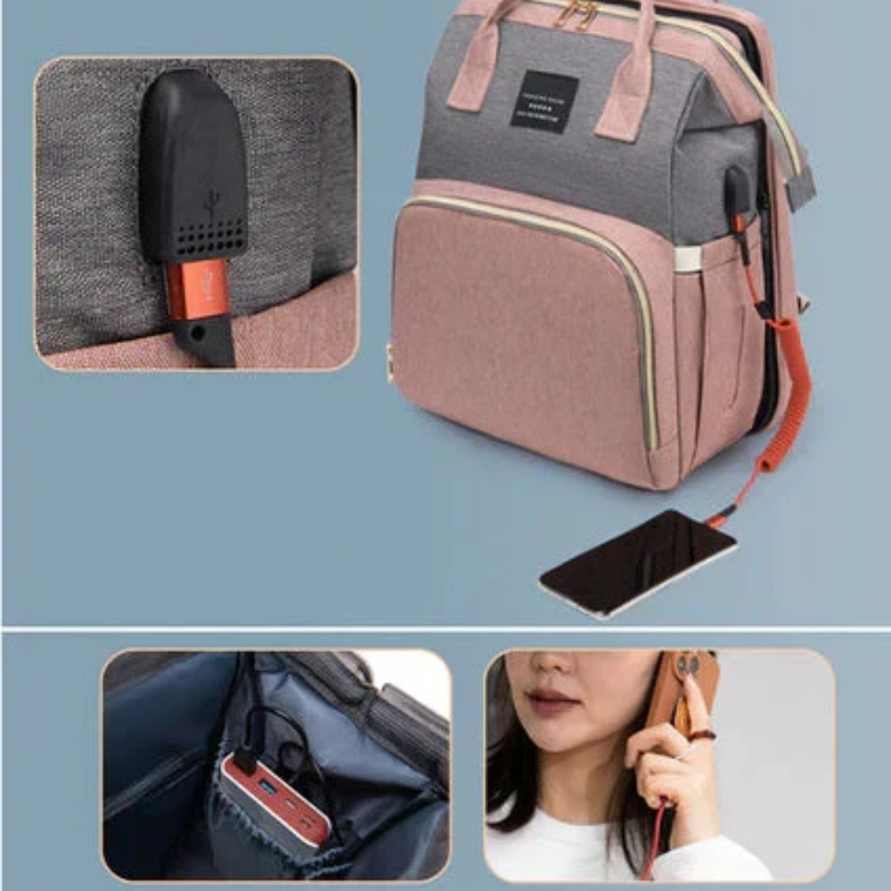 Diaper Bag Backpack – Multifunctional Baby Travel Bag with Fold-Out Changing Station