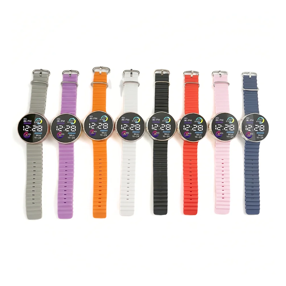 Digital LED Sports Watch – Round Dial with Silicone Strap