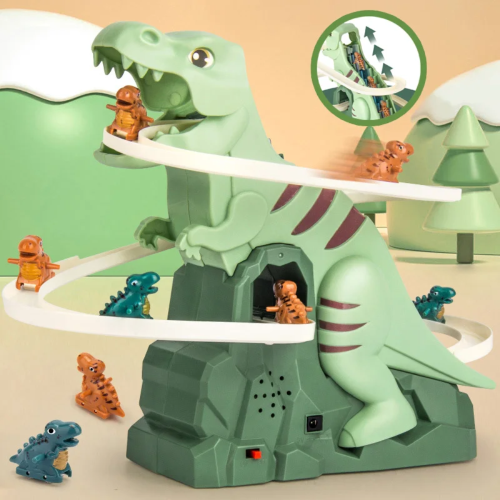 Dinosaur Stair Climbing Toy – Electric Dino Slide with Music & LED Lights