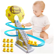 Electric Duck Slide Track Toy – Musical Stair Climbing Race Game with LED Lights