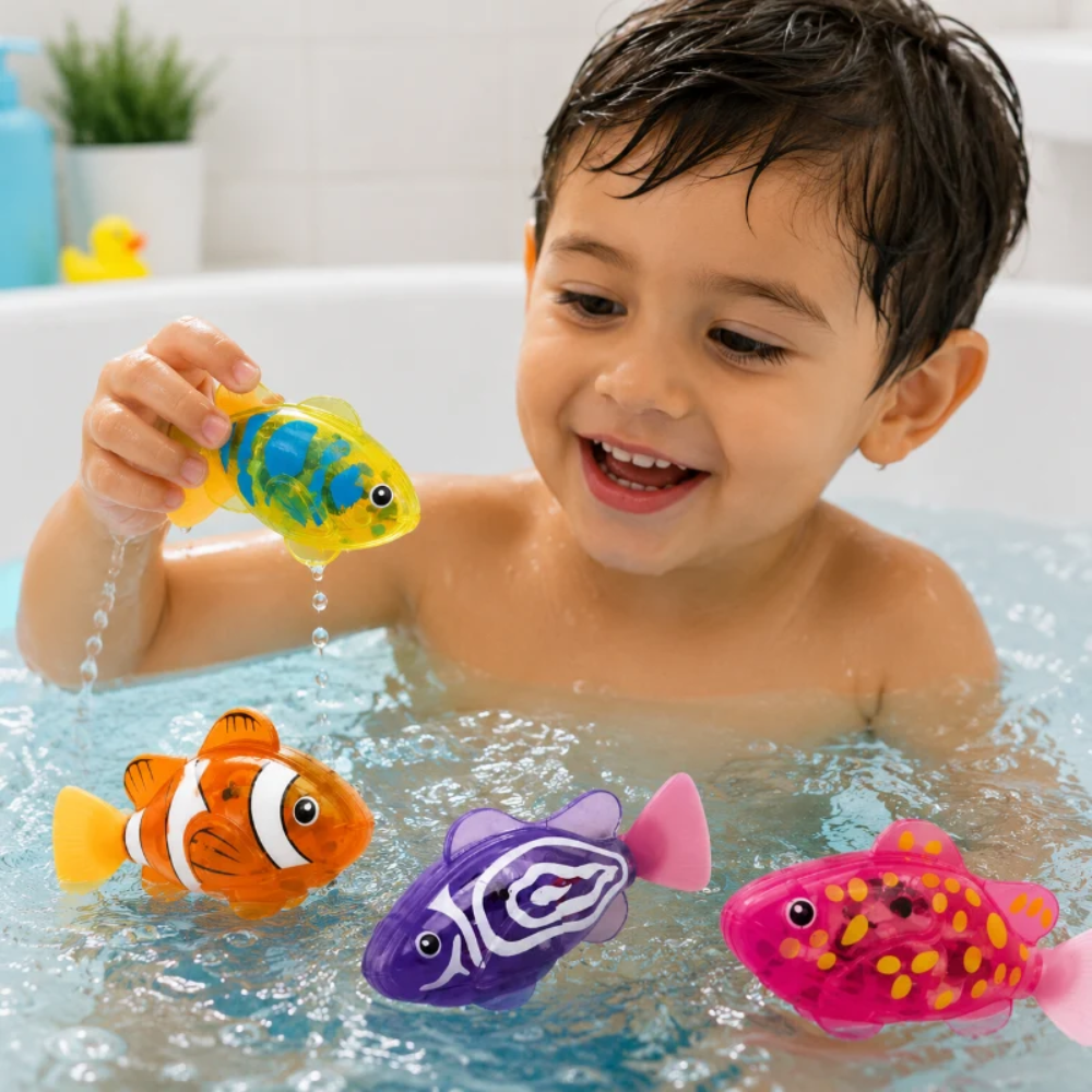 Electronic Swimming Fish Toy for Kids – LED Light Up Bath Toy with Water Sensor