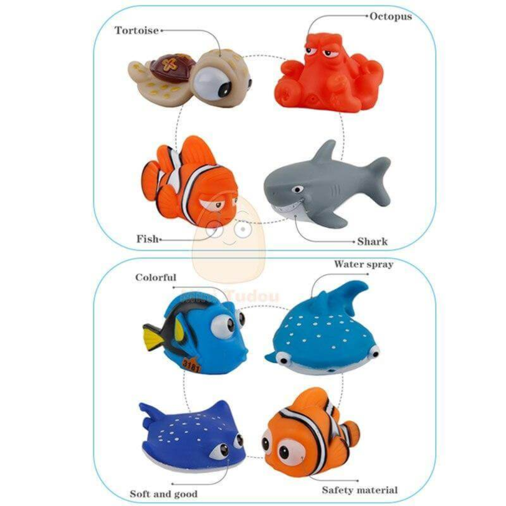 Baby Fish Bath Toy Set – Squeeze Water Bath Toys for Babies