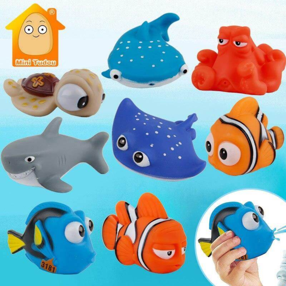 Baby Fish Bath Toy Set – Squeeze Water Bath Toys for Babies