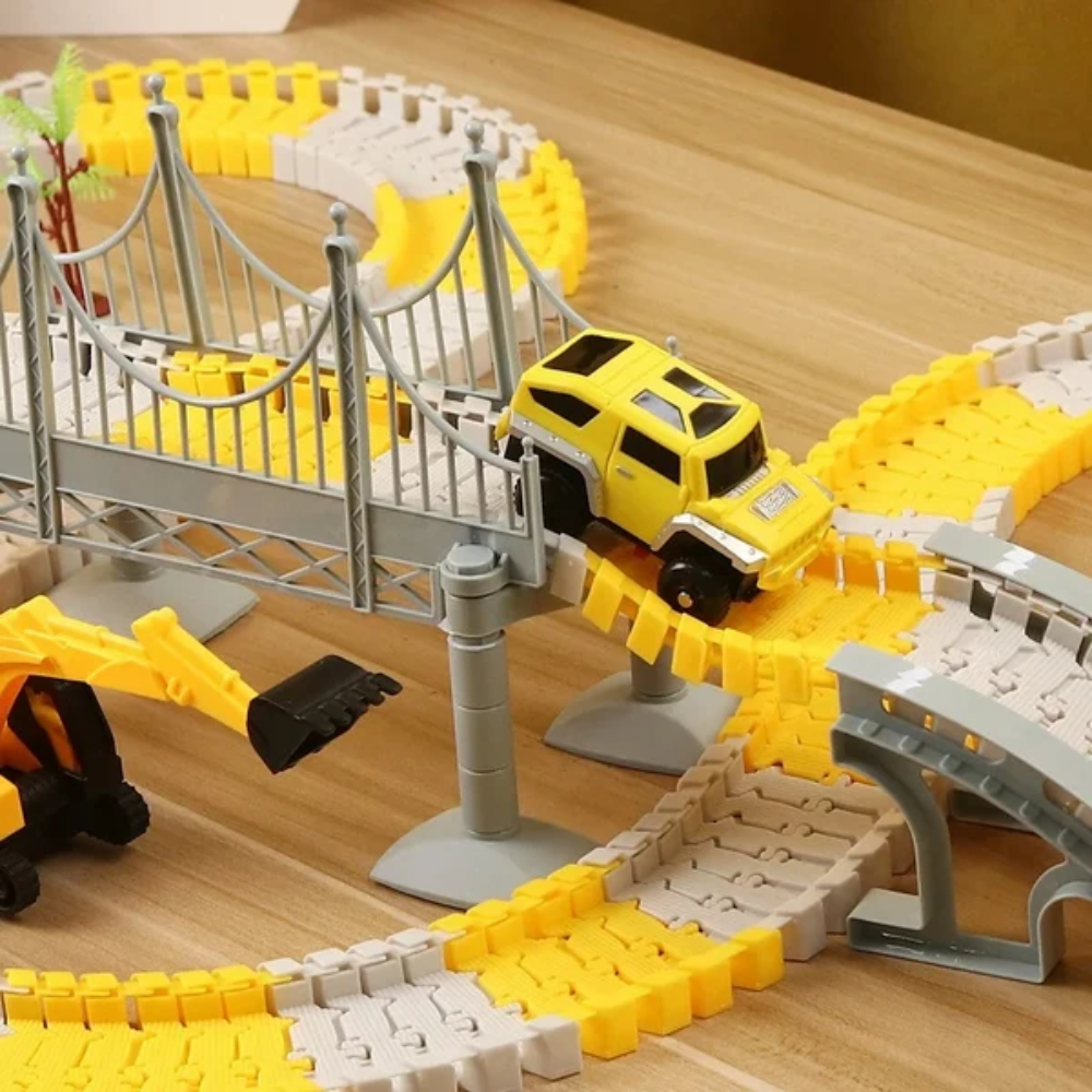 Flexible Race Track Set – DIY Construction Vehicle Track for Kids