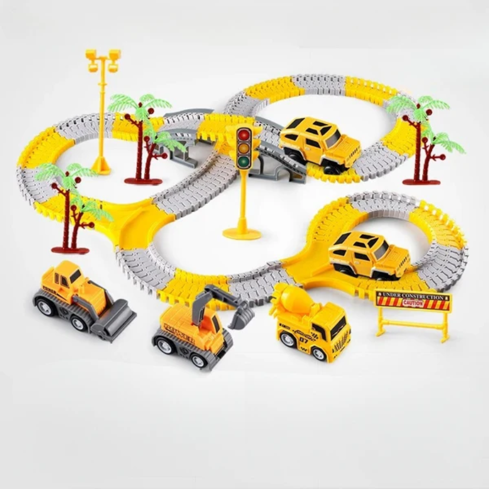 Flexible Race Track Set – DIY Construction Vehicle Track for Kids
