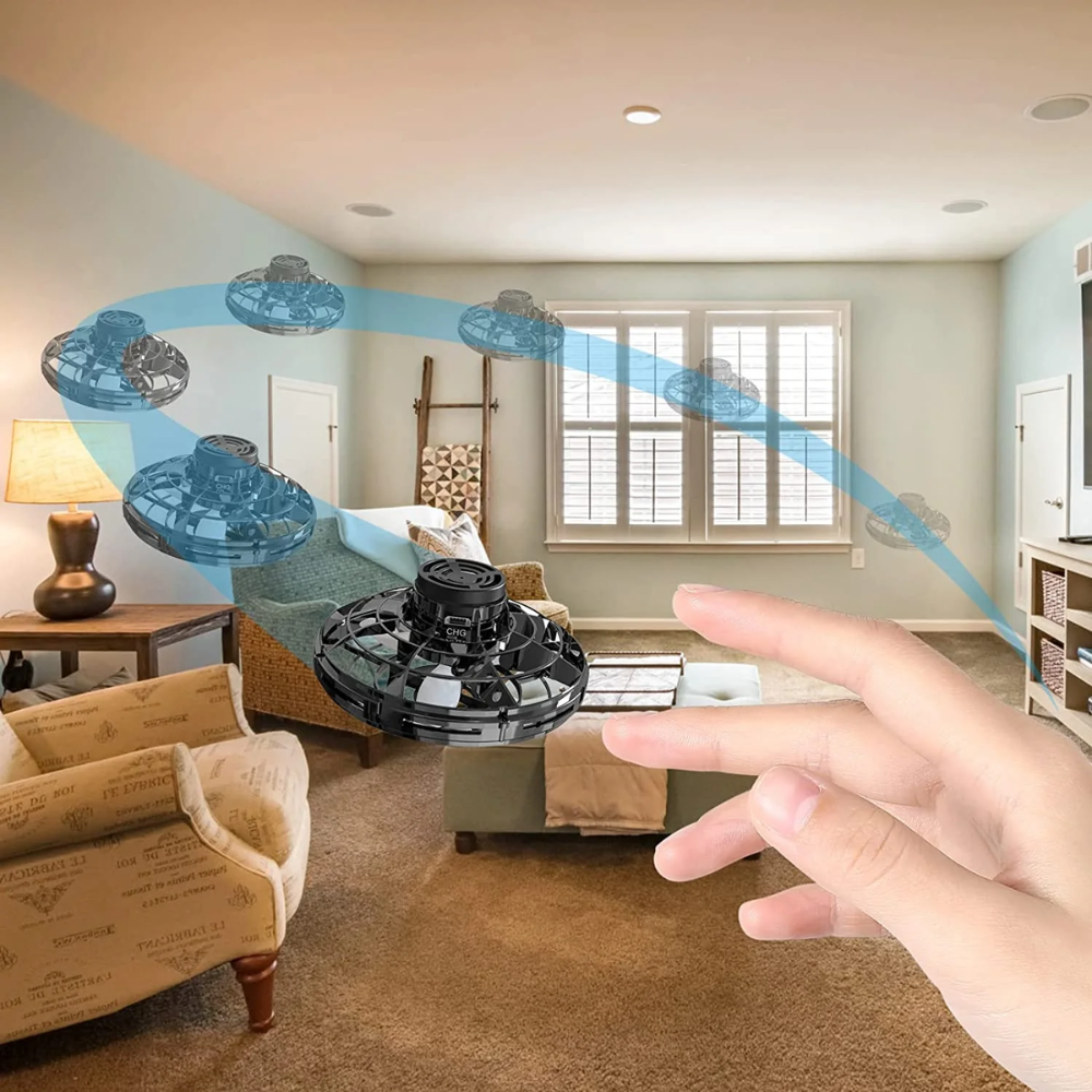 Flying UFO Drone Toy for Kids – Hand-Controlled Mini Drone with LED Lights