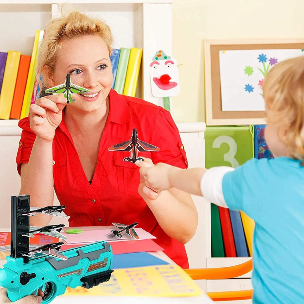 Foam Airplane Launcher Toy – 4-Plane Shooting & Flying Game for Kids