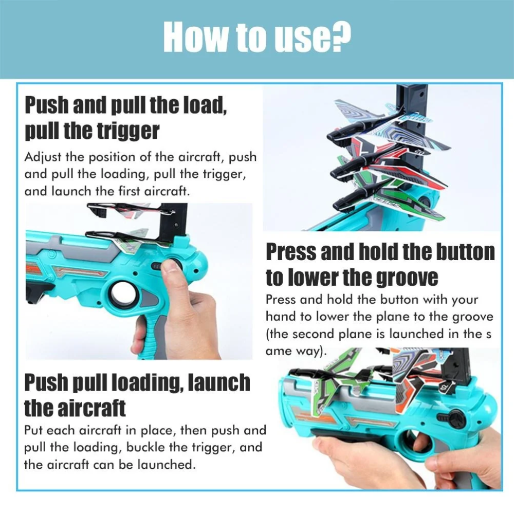 Foam Airplane Launcher Toy – 4-Plane Shooting & Flying Game for Kids