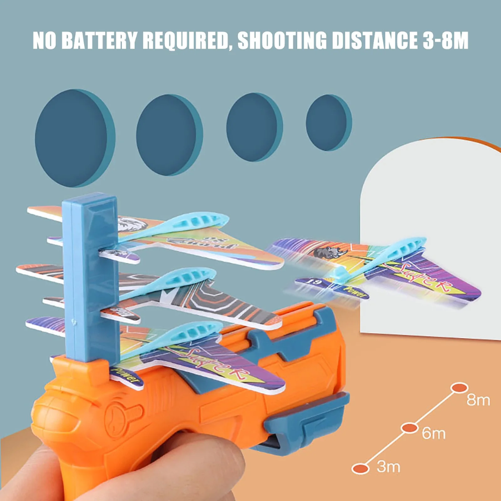 Foam Airplane Launcher Toy – 4-Plane Shooting & Flying Game for Kids