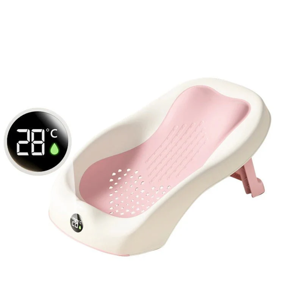 Foldable Baby Bath Tub – Portable Newborn Bath with Temperature Sensor