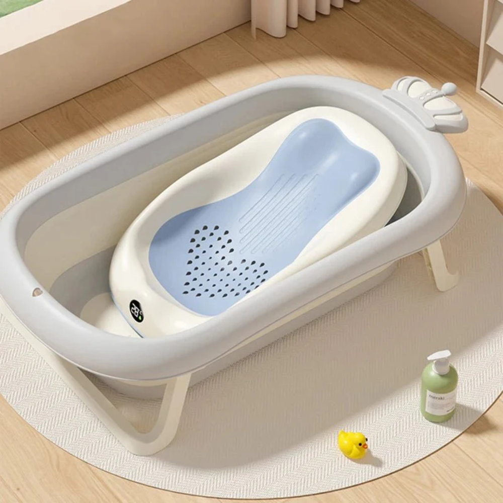 Foldable Baby Bath Tub – Portable Newborn Bath with Temperature Sensor