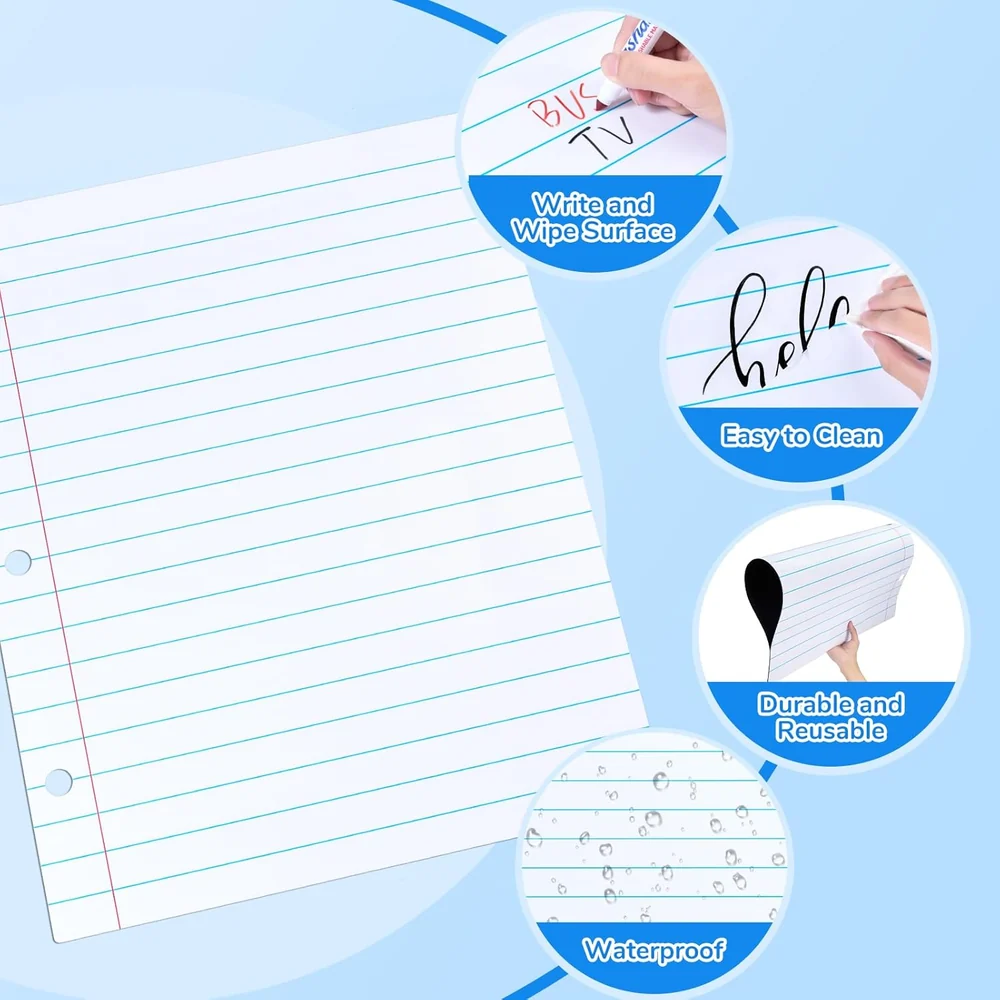 Giant Magnetic Dry Erase Lined Paper – 22 x 28 Inch Reusable Handwriting Practice Whiteboard for Classroom