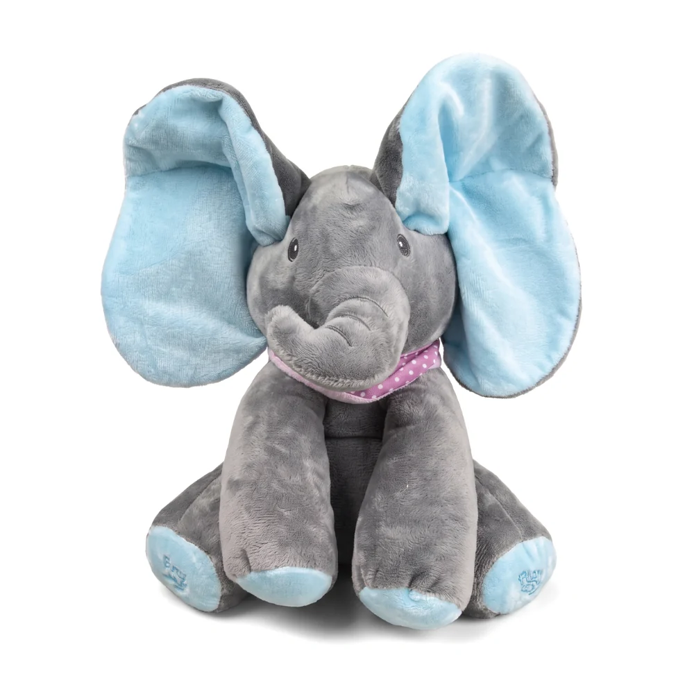 Interactive Elephant Plush Toy – Musical Peekaboo Elephant with Moving Ears