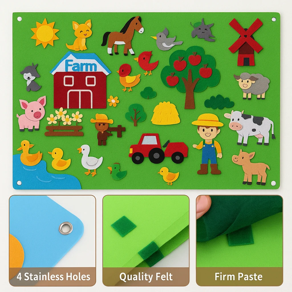 Interactive Felt Activity Board – Educational Learning & Sensory Play Toy for Kids