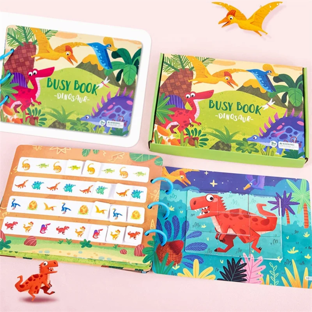 Interactive Quiet Book for Kids – Farm Animal & Dinosaur Learning Activity Book