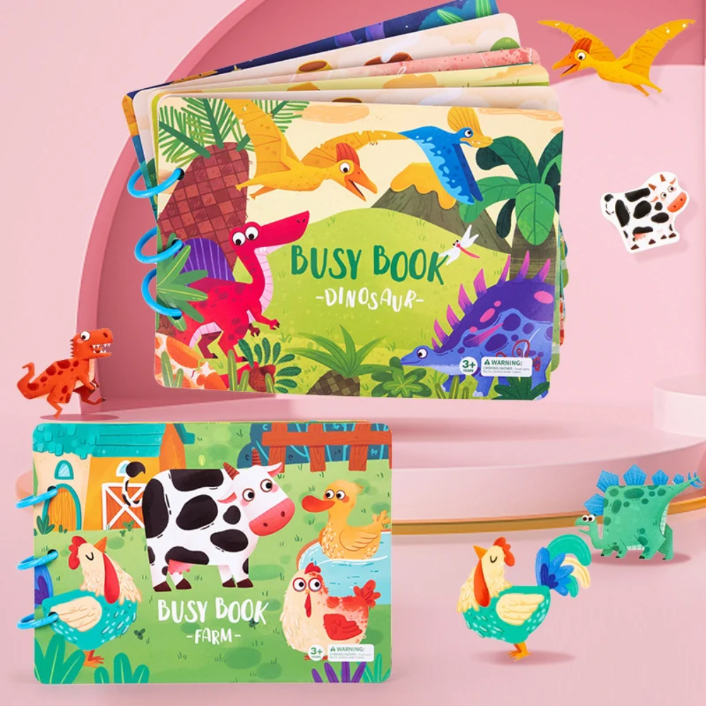 Interactive Quiet Book for Kids – Farm Animal & Dinosaur Learning Activity Book