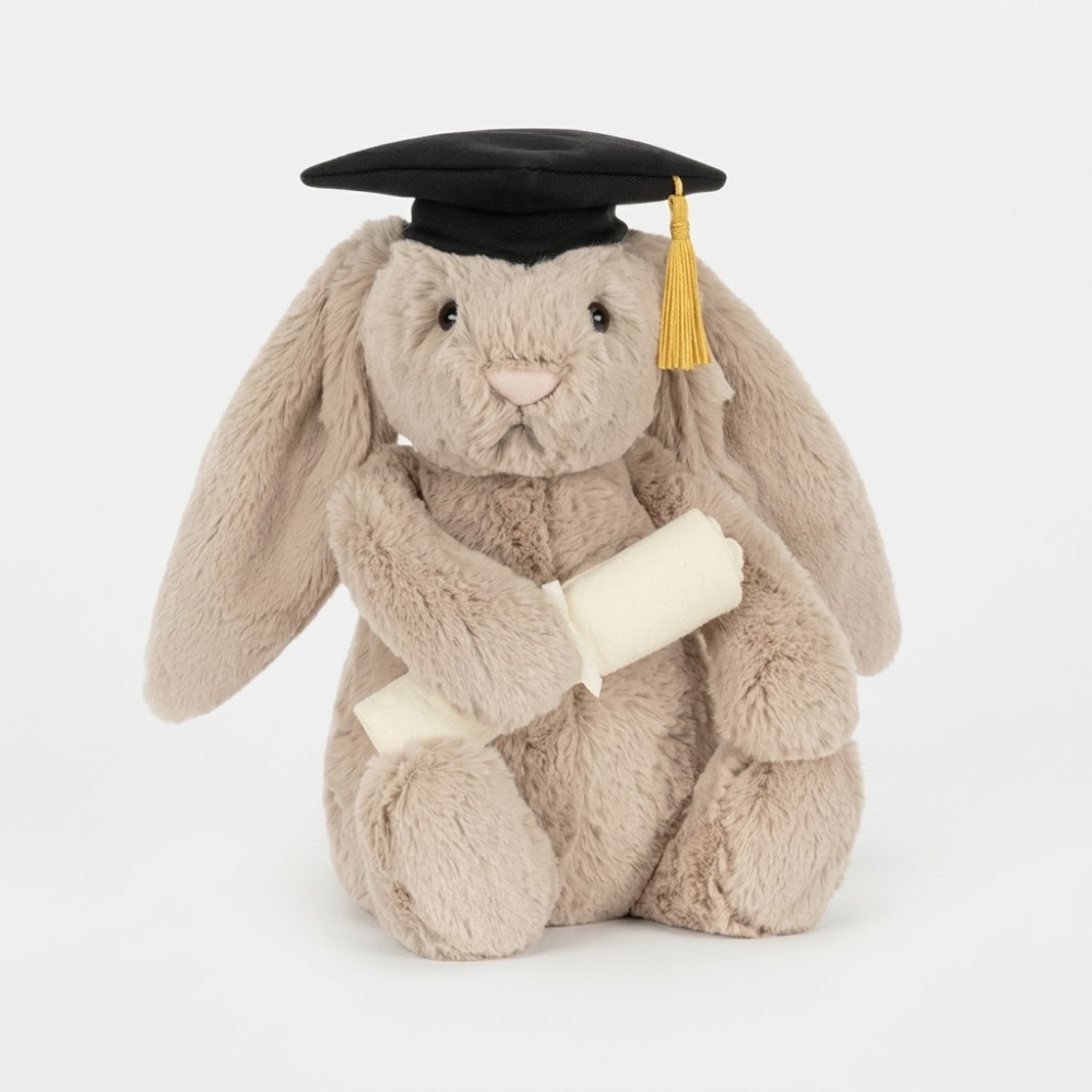 Khaki Bunny Graduation Plush Toy