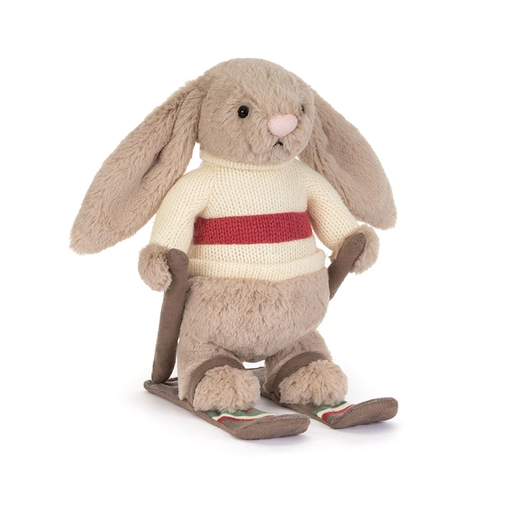 Khaki Bunny Ski Outfit Plush Toy