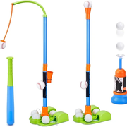 Kids 3-in-1 Baseball T-Ball Set – Adjustable Batting Tee with Automatic Ball Launcher