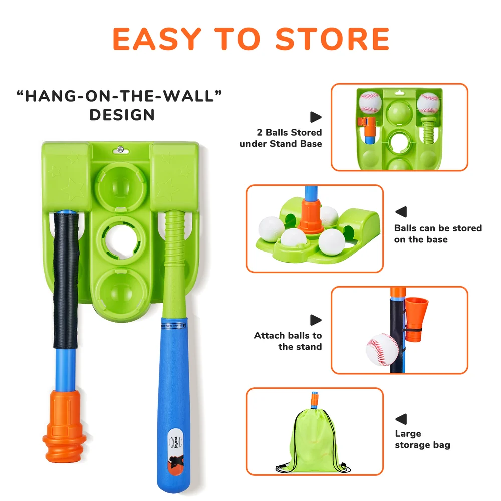 Kids 3-in-1 Baseball T-Ball Set – Adjustable Batting Tee with Automatic Ball Launcher