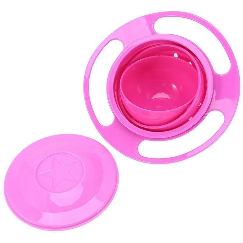 Kids 360° Spill-Resistant Bowl – Rotating Snack Bowl with Lid and Easy-Grip Handles