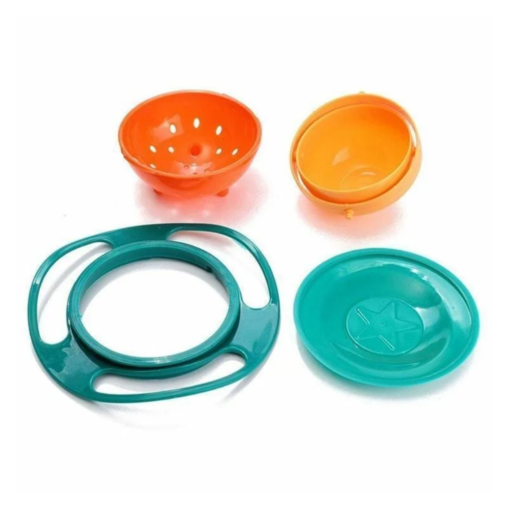 Kids 360° Spill-Resistant Bowl – Rotating Snack Bowl with Lid and Easy-Grip Handles