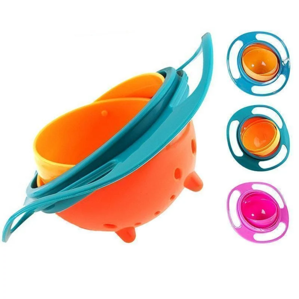 Kids 360° Spill-Resistant Bowl – Rotating Snack Bowl with Lid and Easy-Grip Handles