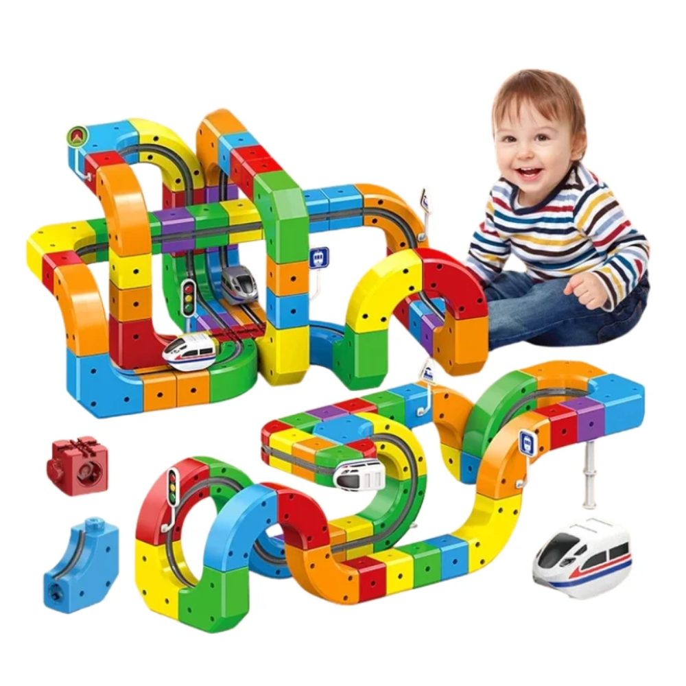 Kids 3D Train Building Set – Educational STEM Railway Construction Toy with Rechargeable Train