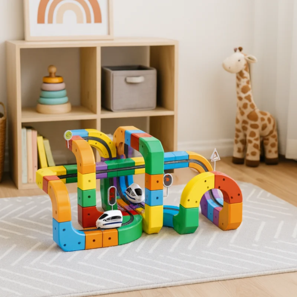 Kids 3D Train Building Set – Educational STEM Railway Construction Toy with Rechargeable Train