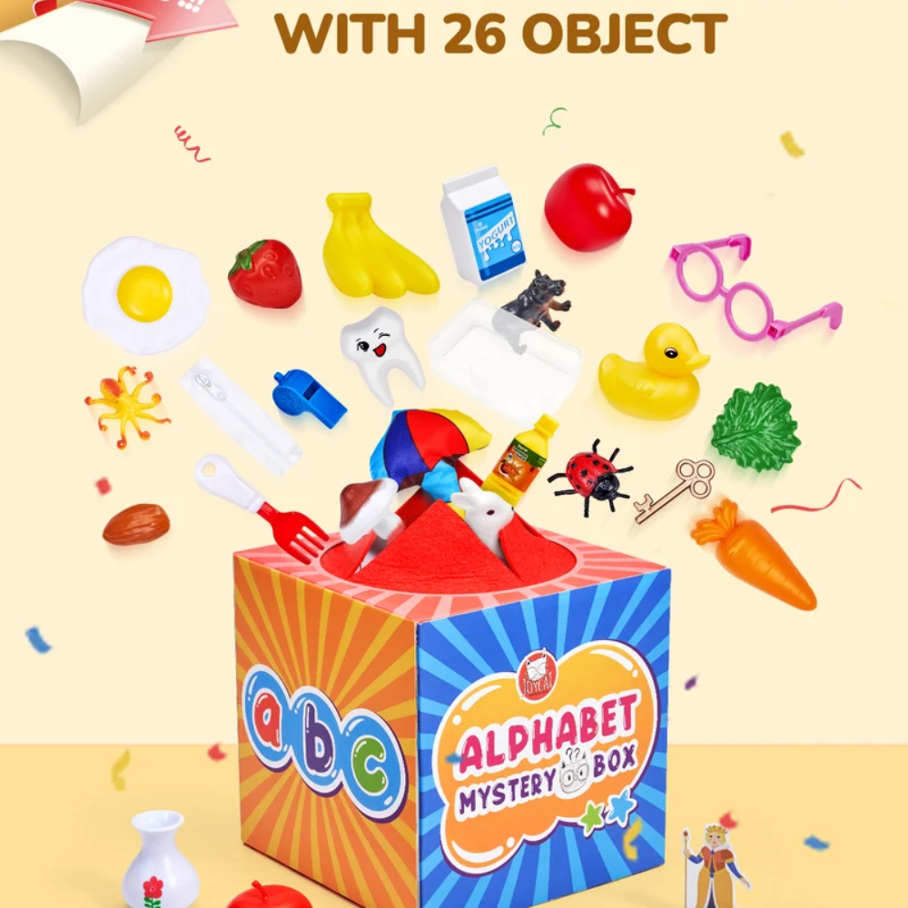 Kids Alphabet Mystery Box – 26-Piece Letter Matching and Object Recognition Game with Double-Sided Board