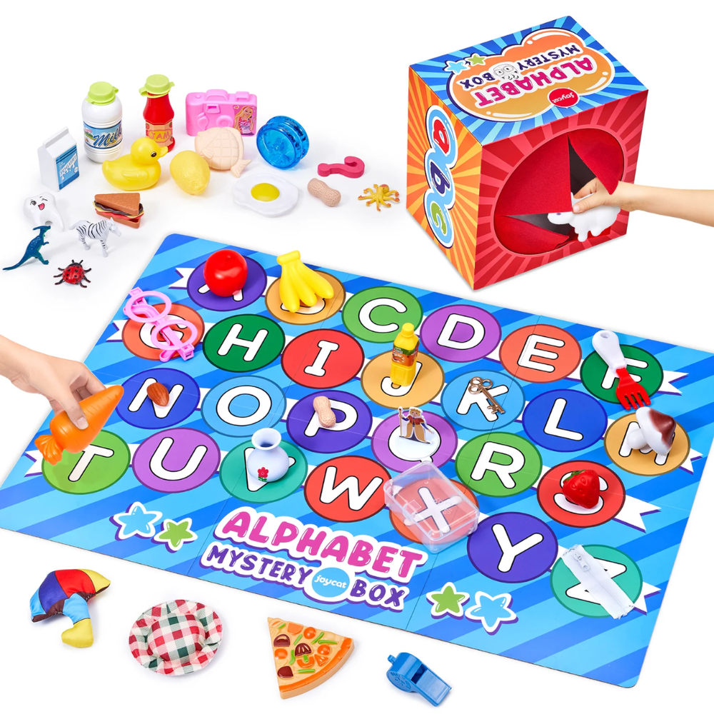Kids Alphabet Mystery Box – 26-Piece Letter Matching and Object Recognition Game with Double-Sided Board