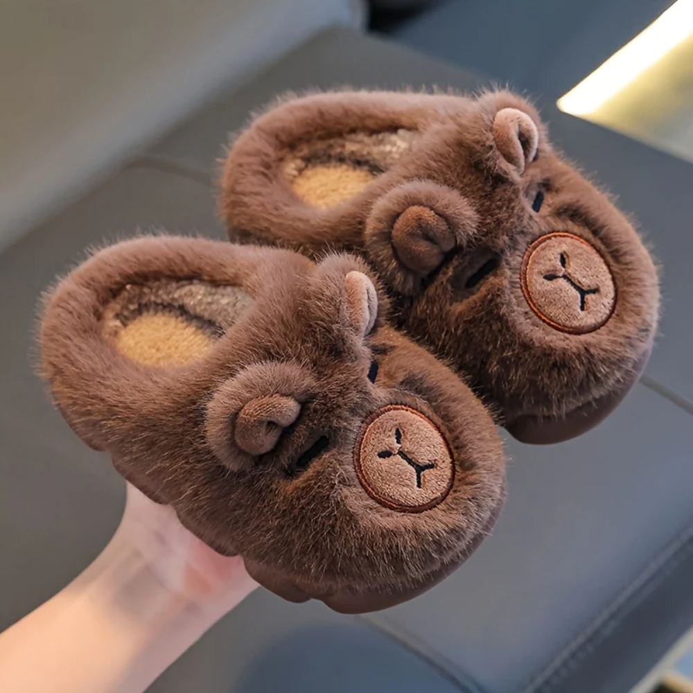 Kids Bear Plush Slippers – Warm Fleece Lined Indoor Shoes with Non-Slip Soles