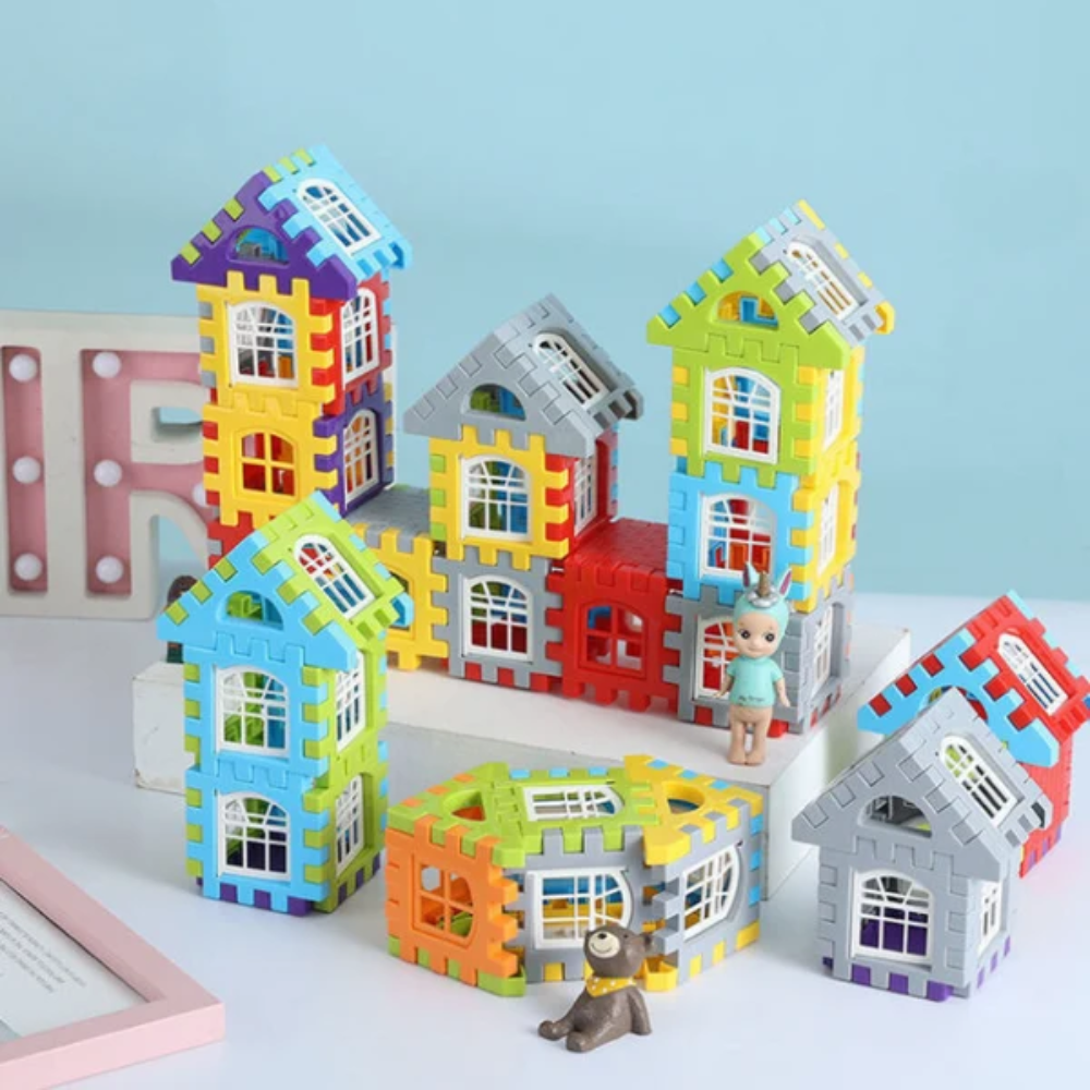 Kids Building Blocks – Colorful Interlocking House Construction Set