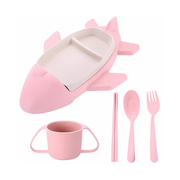 Kids Car-Shaped Dinnerware Set – Divided Food Tray with Cup and Utensils