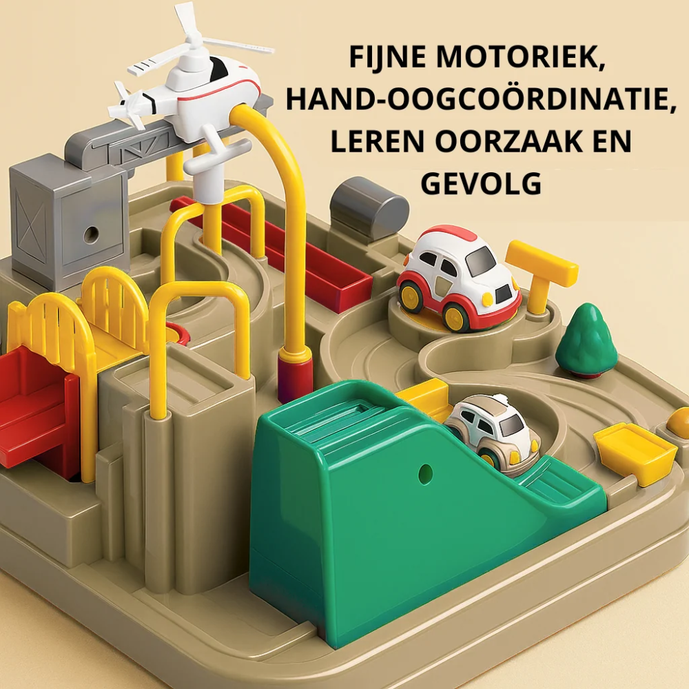 Kids City Adventure Car Track Toy – Interactive Mechanical Vehicle Playset with 4 Cars