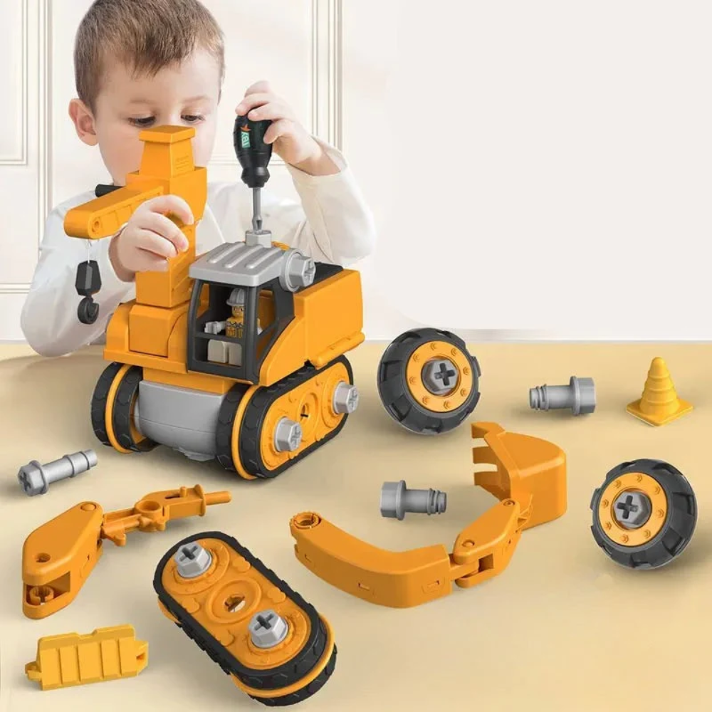 Kids Construction Vehicle Building Set – Take Apart Engineering Toy with Screwdriver