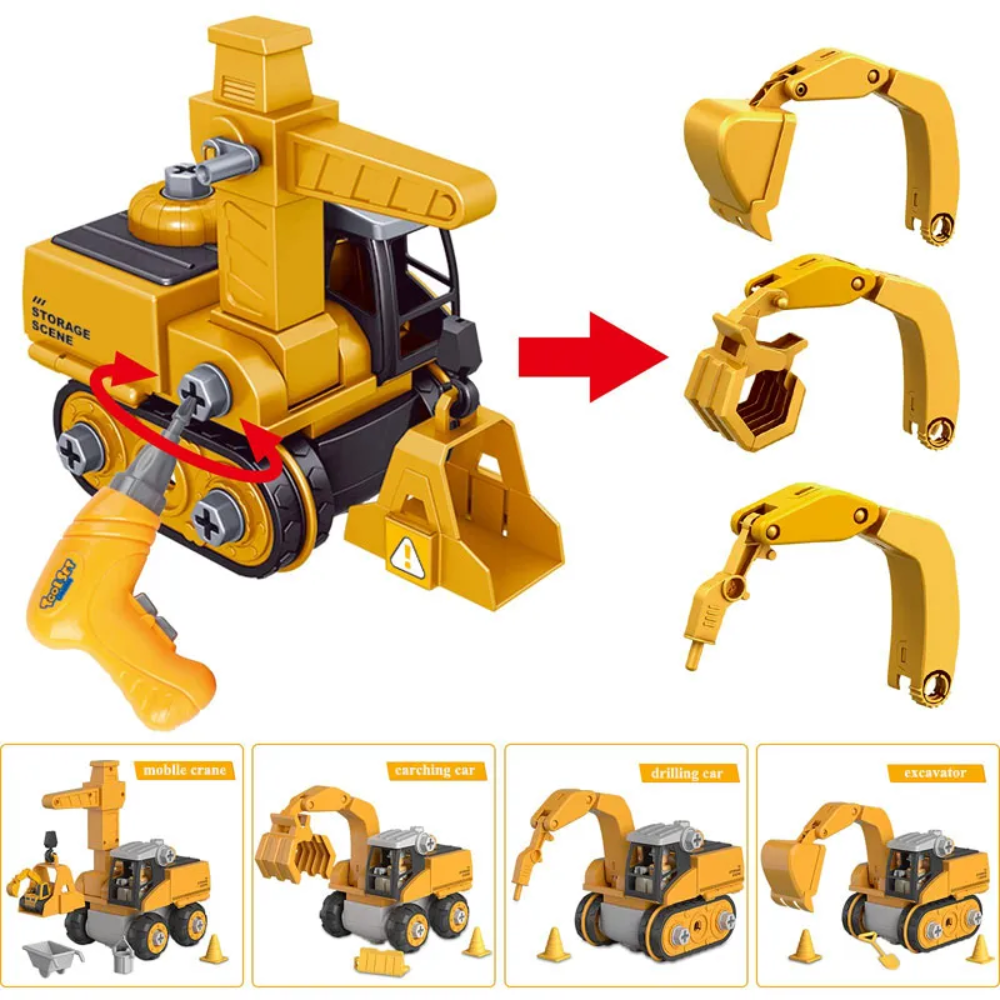 Kids Construction Vehicle Building Set – Take Apart Engineering Toy with Screwdriver
