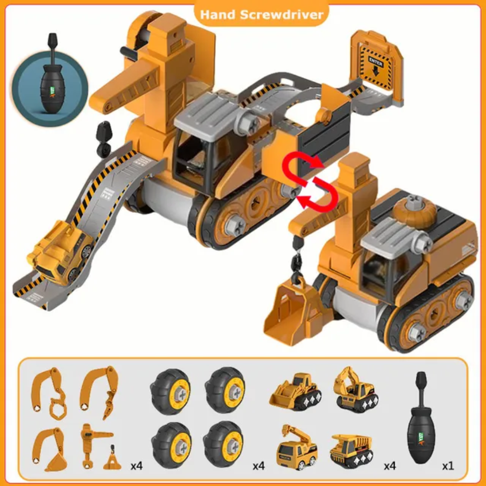 Kids Construction Vehicle Building Set – Take Apart Engineering Toy with Screwdriver
