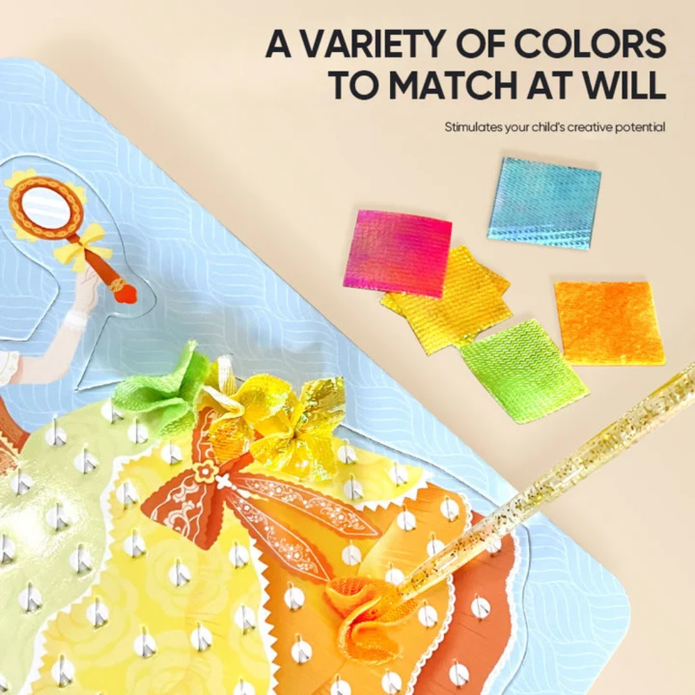 Kids DIY Poke Art Craft Kit – Colorful Fabric Mosaic Activity Set with 600 Pieces