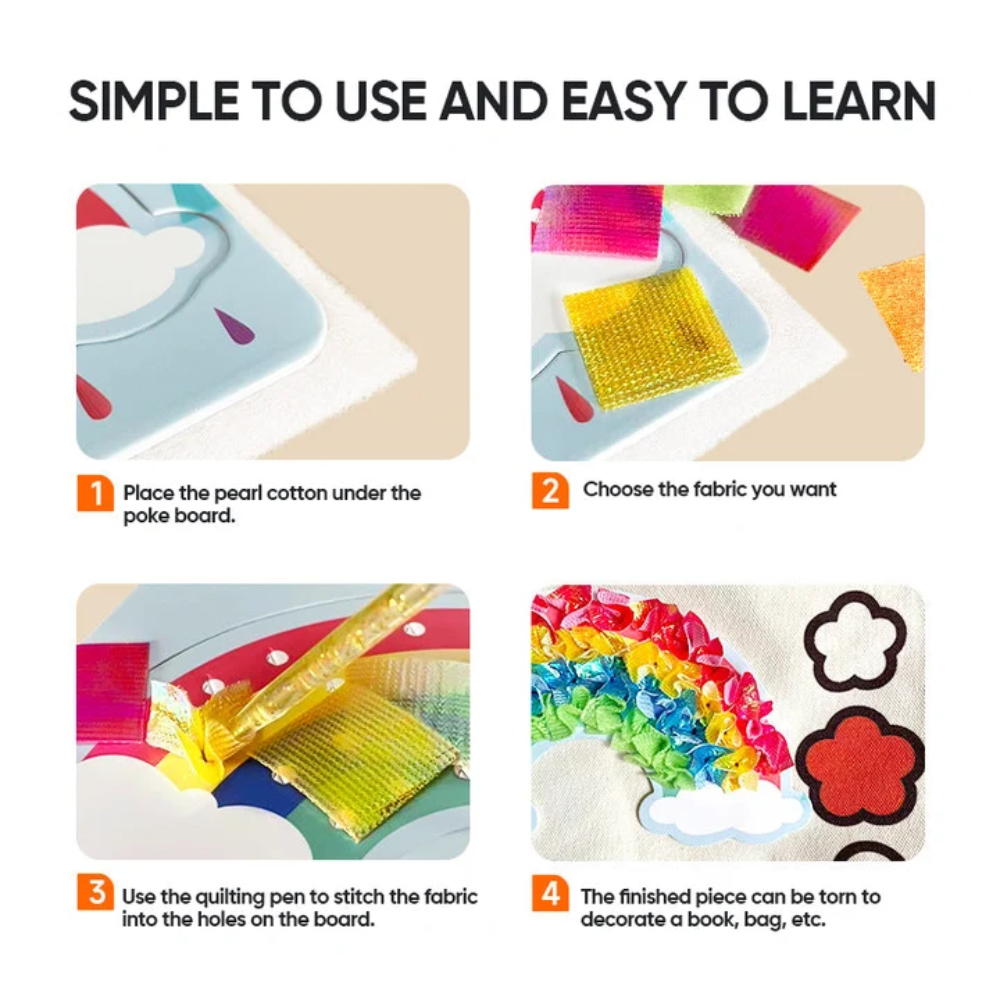 Kids DIY Poke Art Craft Kit – Colorful Fabric Mosaic Activity Set with 600 Pieces