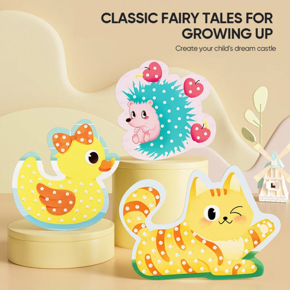 Kids DIY Poke Art Craft Kit – Colorful Fabric Mosaic Activity Set with 600 Pieces
