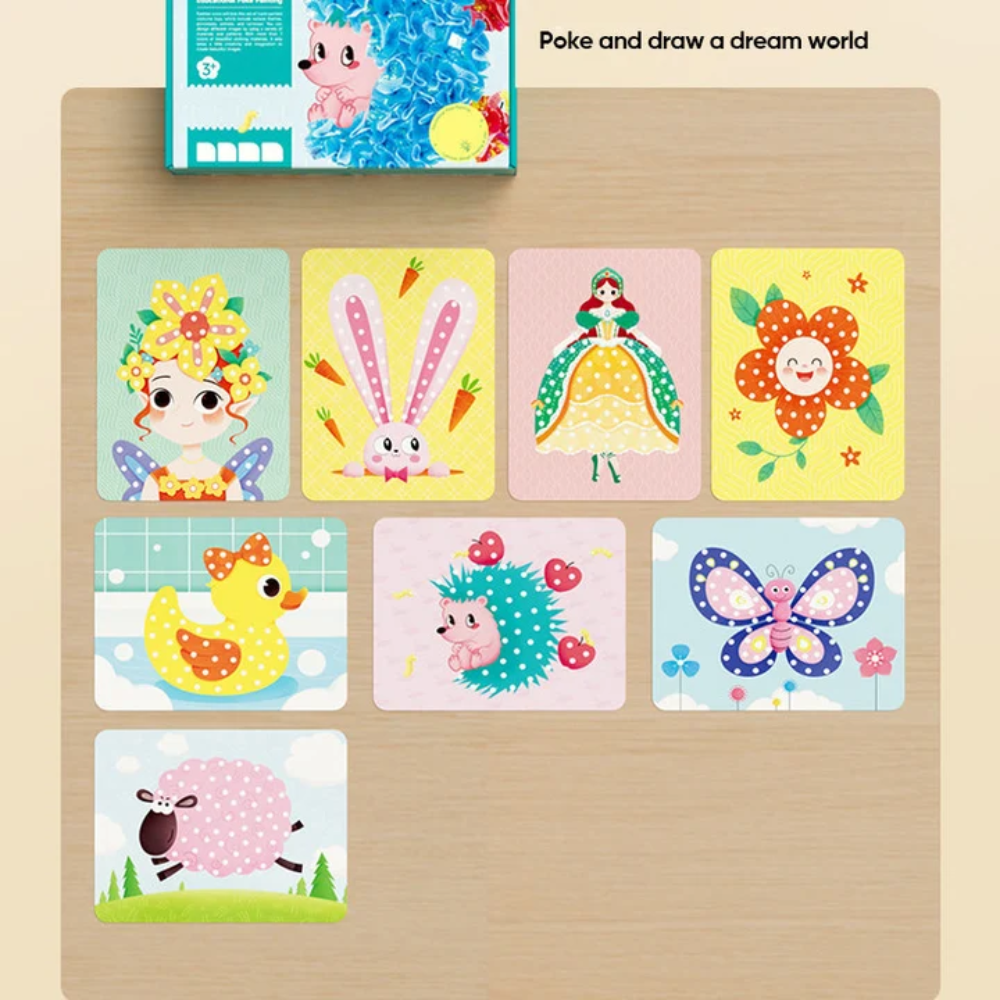 Kids DIY Poke Art Craft Kit – Colorful Fabric Mosaic Activity Set with 600 Pieces