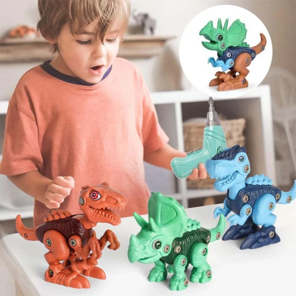 Kids Dinosaur Building Toy – Take-Apart Dinosaur Construction Set with Electric Drill