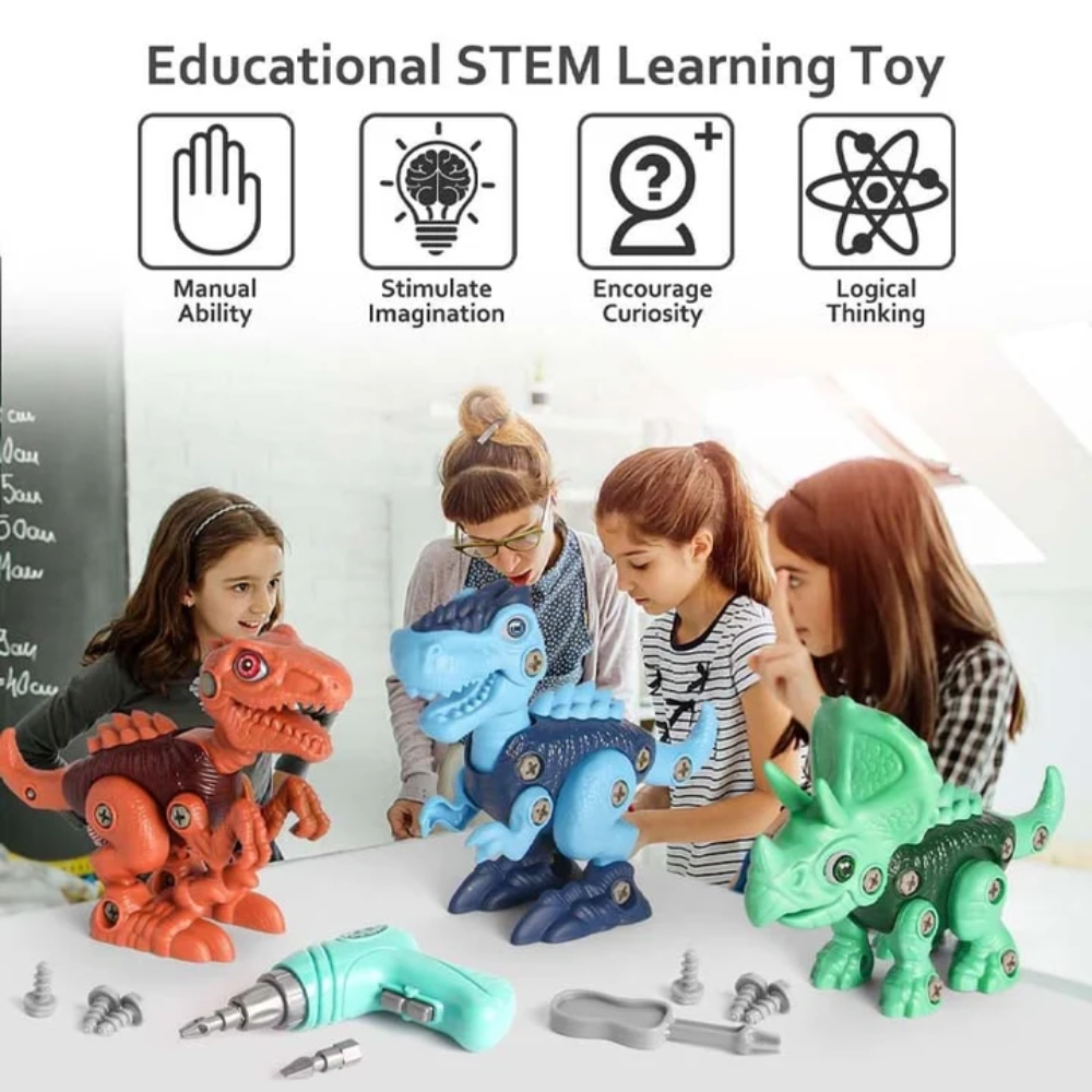 Kids Dinosaur Building Toy – Take-Apart Dinosaur Construction Set with Electric Drill