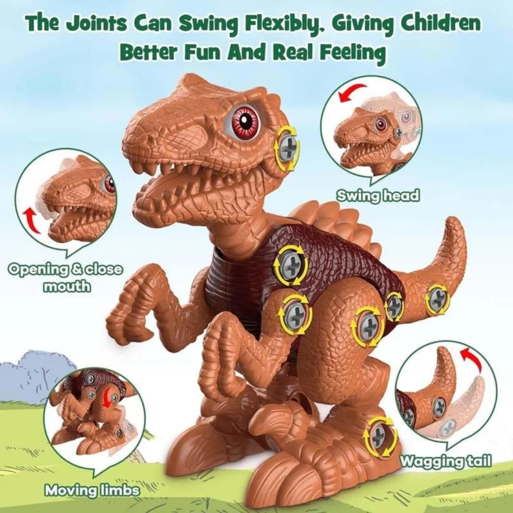 Kids Dinosaur Building Toy – Take-Apart Dinosaur Construction Set with Electric Drill