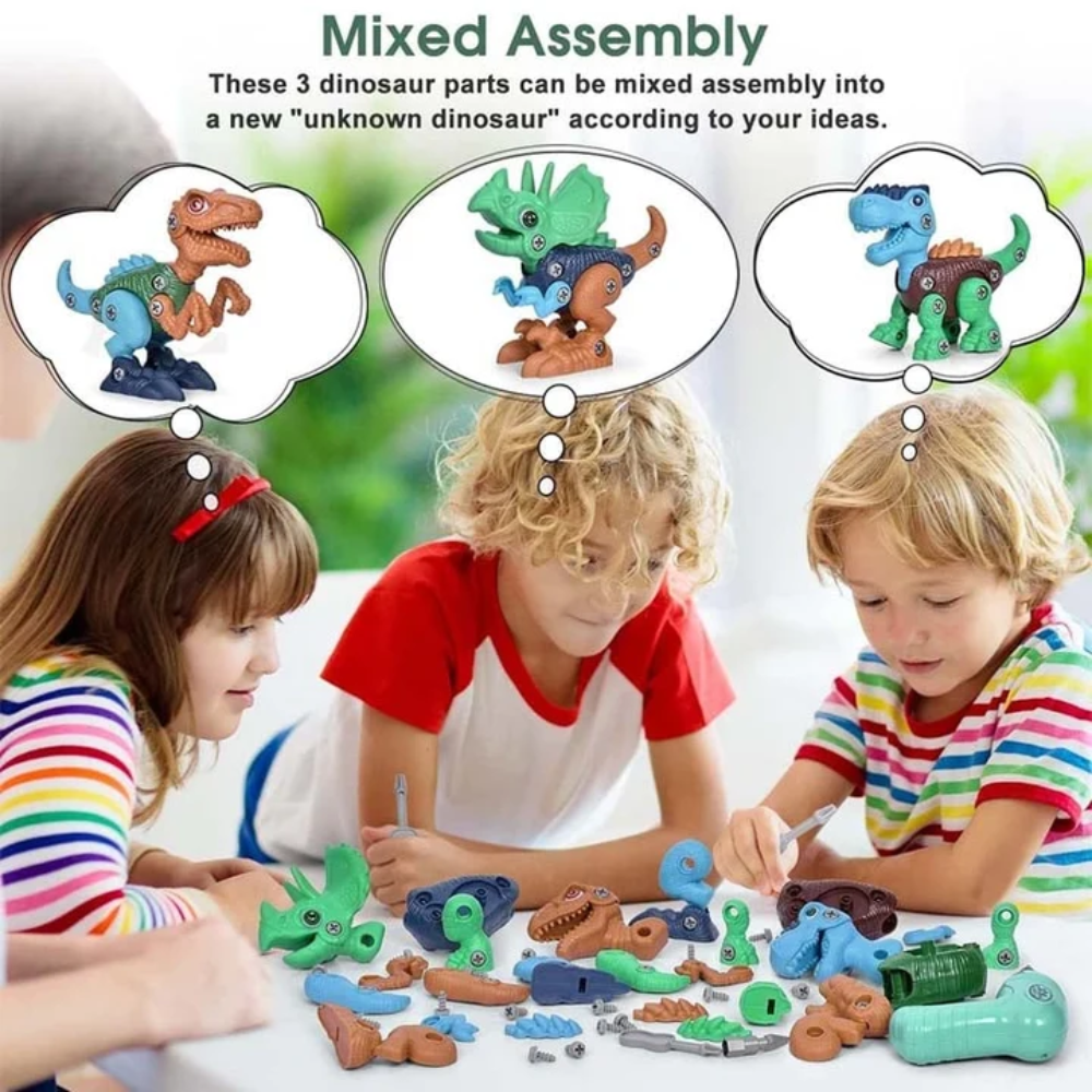 Kids Dinosaur Building Toy – Take-Apart Dinosaur Construction Set with Electric Drill